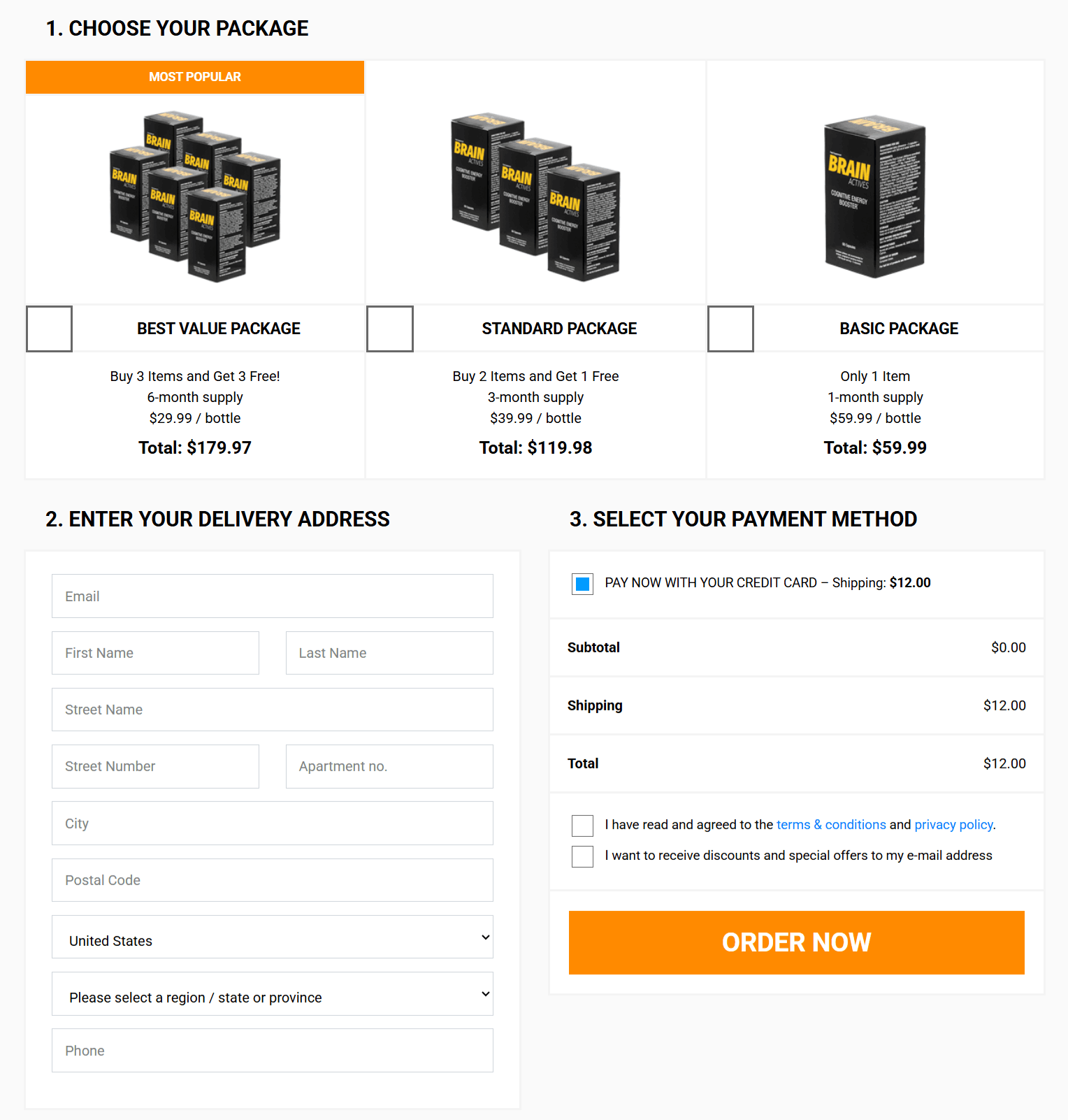 Brain Actives checkout page